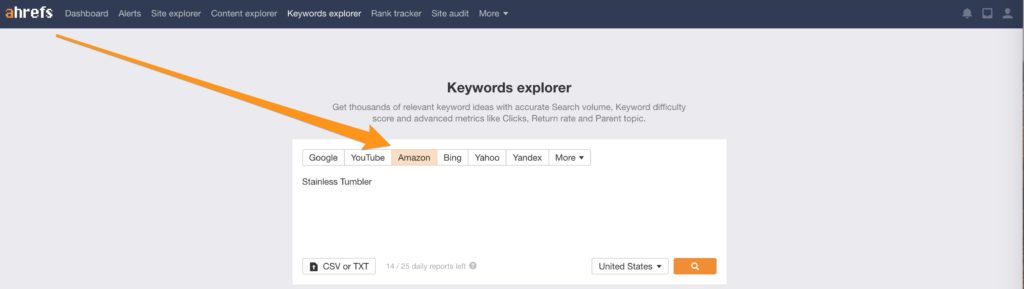 Ahrefs Keyword Tool for Amazon