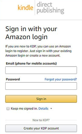 Amazon KDP login