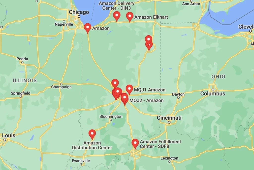 amazon fulfillment centers in Indiana