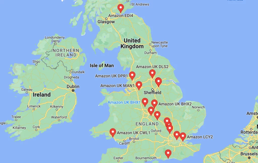 amazon fulfillment centers in UK
